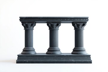 Fototapeta premium Three black columns isolated on white background for architectural and historical concepts, design elements.