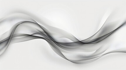 Obraz premium Abstract render of flowing black smoke or fluid on white background. Futuristic curve gradient wave motion graphic design element concept template.