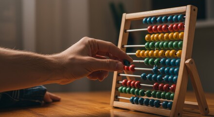 Photo of Child Using Colorful Abacus for Math Learning