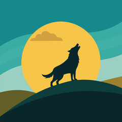 Wolf Silhouetted Against the Moon