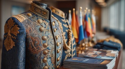 Ornate Ceremonial Military Regalia Showcasing Rich Cultural Heritage and Tradition in an Elegant Display for Historical Appreciation