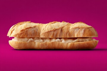 Simple sandwich on bright magenta background