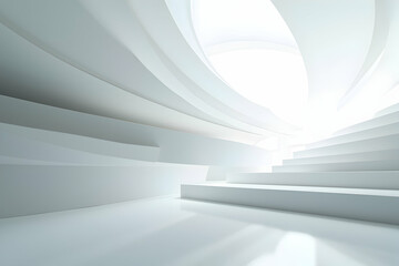 Elegant architectural abstraction featuring geometric forms, crisp lines, and a luminous white palette creating a modern, minimalist, and clean aesthetic space