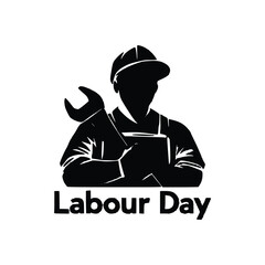 Labor Day Celebration Silhouette: A Stylized Vector Illustration of a Worker with a Wrench