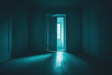 Fototapeta premium Empty room, open door to light