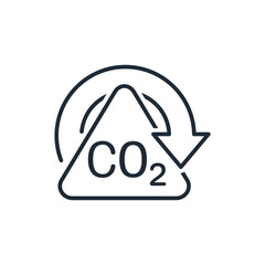 Reducing carbon dioxide CO2 emissions. Development of environmental protection technologies. Vector linear icon isolated on white background