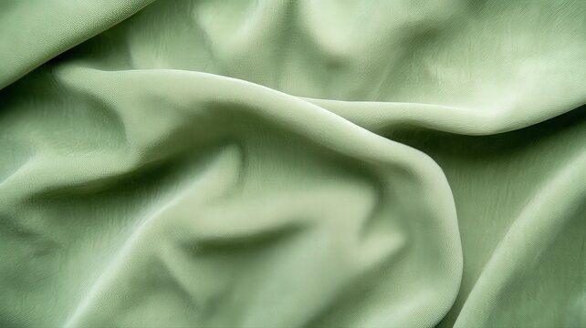 Lush Green Velvet Fabric Background with Deep Folds