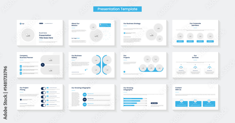 Wall mural powerpoint presentation slides template design. minimal presentation layout for modern keynote prese