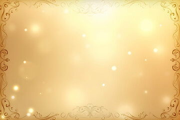 Elegant golden bokeh with intricate ornamental border, creating a luminous, soft focus canvas perfect for festive occasions and refined design projects