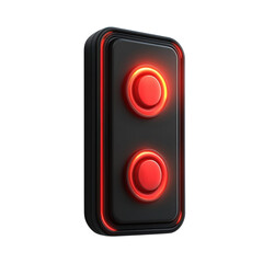 Futuristic toggle switch gleaming red with a sleek modern design isolated on transparent background