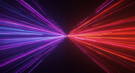 3D Abstract Background Purple Red Glowing Light Trails