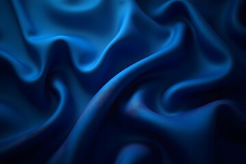 Obraz premium Elegant Midnight Blue Silk Texture, A Luxurious Abstract Design with Flowing, Smooth Fabric Waves and Rich Color Depth, Perfect for Backgrounds and Overlays