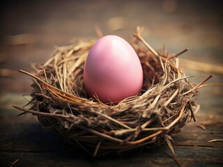 Obraz premium Tilt-Shift Pink Easter Egg Nest - Ultra Realistic Soft Focus Photography