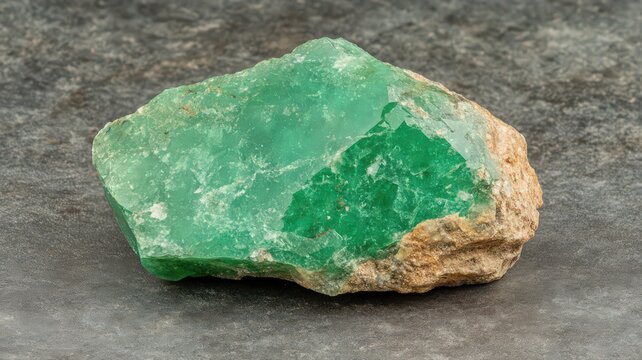 Lusterous Deep Green Emerald Gemstone on Dark Background