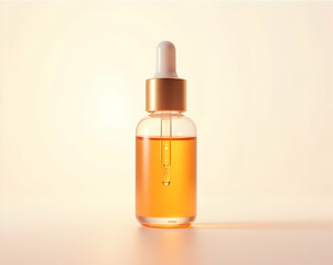 Fototapeta premium Elegant Transparency, A Close-Up of an Orange Serum Dropper Bottle Showcasing Sophistication and Purity for Beauty and Wellness Concepts