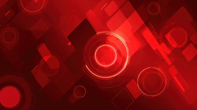 Abstract red graphic design with geometric shapes and glowing circles