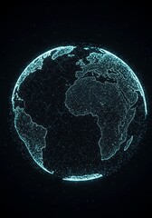 Obraz premium 3D Illustration: Digital Earth Glowing Dots