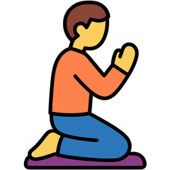 A person kneeling in prayer, symbolizing devotion and spirituality during a holiday.