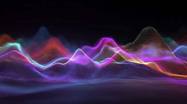 Abstract digital landscape. Colorful data waves