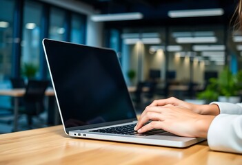 person typing on a laptop on a wooden table