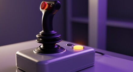 Retro gaming controller illuminated under soft purple light nostalgia invoking design