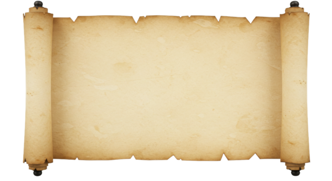 Unrolled antique scroll on black background