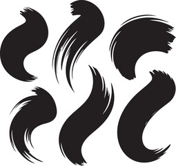 Fototapeta premium Set of stylized, black brush strokes on a white background.