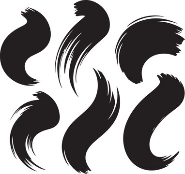Set of stylized, black brush strokes on a white background.