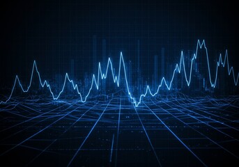 3D Illustration Abstract Background Blue Finance Data