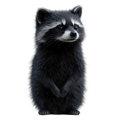 Obraz premium Curious Raccoon standing and watching with its hands clasped isolated on on transparent background