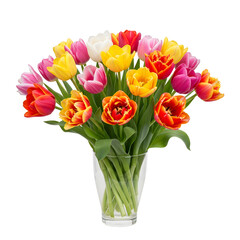 Colorful Tulip Bouquet in Clear Glass Vase
