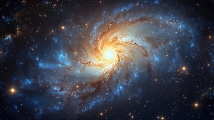 Fototapeta premium A stunning view of a colorful galaxy with bright stars and swirling patterns in the vast universe, capturing the beauty of space.