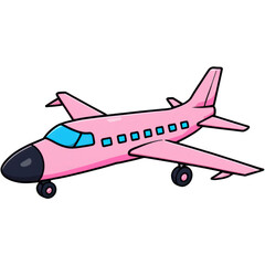 A colorful pink airplane illustration, perfect for travelthemed designs or decorations.