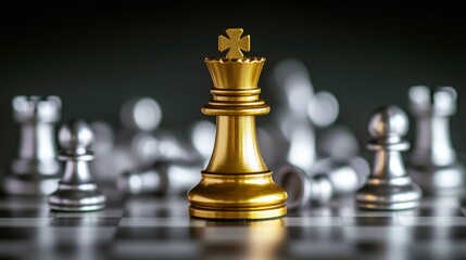 Golden king triumph: chess strategy and victory over fallen pieces 