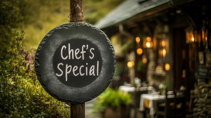 Rustic italian restaurant featuring chef's special on a slate sign for foodies and travelers seeking unique dining experiences culinary delights and travel inspiration 