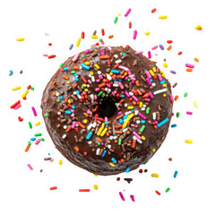 festive chocolate donut with sprinkles  