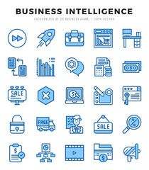 Set of simple Two Color Business Intelligence Icons. Two Color art icons pack.
