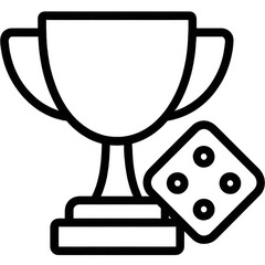 A trophy and dice symbolize victory during a game night celebration.
