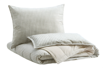  bed linen pillow and blanket isolated on white background PNG