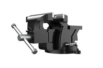 Robust Black Bench Vise: High-Resolution Industrial Workshop Tool for DIY, Repair, and Metalworking Projects. Isolated Studio Shot with Transparent Background for Professional Use.