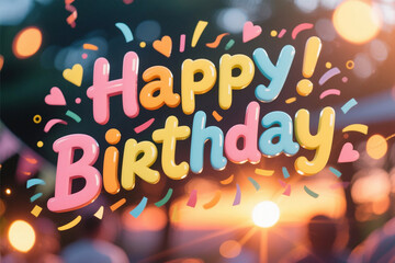 Happy Birthday Lens Flare Bokeh Sunset Tones HD Playful Celebration