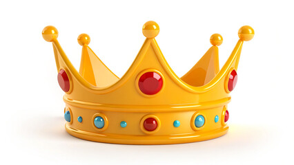 Gold Royal King Crown with Jewelry – 3D Rendered Luxury Monarch Headdress on White Background