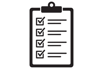 Simple checklist icon on clipboard silhouette vector illustration
