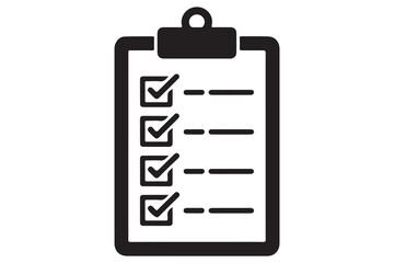 Simple checklist icon on clipboard silhouette vector illustration
