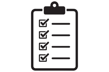 Simple checklist icon on clipboard silhouette vector illustration

