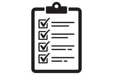Simple checklist icon on clipboard silhouette vector illustration
