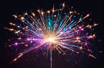 Obraz premium Vibrant Sparkler Exploding in Colorful Display. Generative AI.