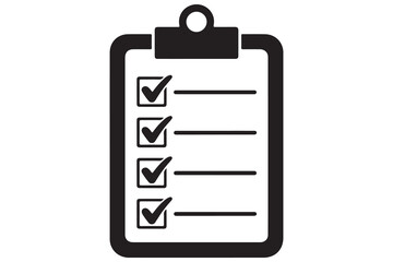 Simple checklist icon on clipboard silhouette vector illustration
