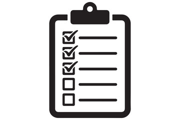 Simple checklist icon on clipboard silhouette vector illustration
