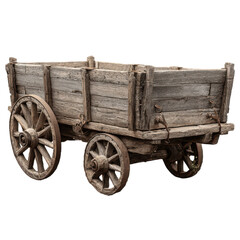 Obraz premium Old wooden cart in rustic style isolated on transparent or white background. A high resolution PNG image of Old wooden cart in rustic style.